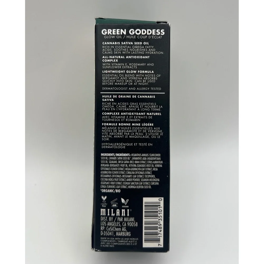 Milani Green Goddess Glow Oil Sativa Seed Oil Facial Oil 1 fl oz 30ml
